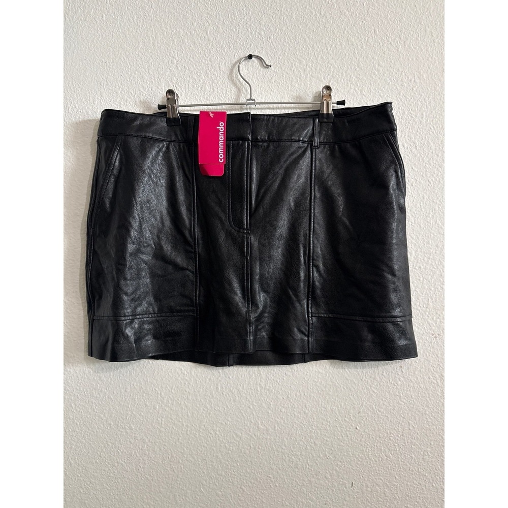 Commando Skirt XL Black Edgy Sleek Pockets 4-Way Stretch Faux Leather SK29